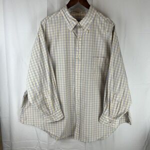 Mercer & Sons Dress Shirt Mens 20-34 Yellow Blue Check Button Down Made USA